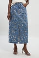 Sequin Denim Pencil Skirt Mid Blue color