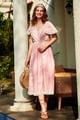 Dainty Pastel Embroidered Dress Pink color