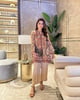 Image of Beige Printed Crepe Set