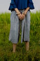 Indigo Striped Cotton Culottes with Elasticated Waist - Vraj Bhoomi - Image 1