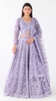 Lavender Net Embroidered Lehenga Set Lavender color