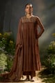 Carob Brown Georgette Festive Kurta Set Carob Brown color