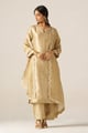 Fog Beige & Golden Woven Tissue Festive Kurta Set Fog Beige/Golden color