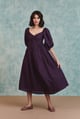 Plum Linen Front Twist Dress - Saphed - Image 1