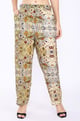 Diamond Print Pants Beige/Grey/Green color