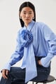 Striped Cotton Woven Shirt with Rosette Light Blue color