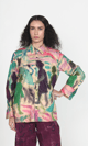 Multicolor Abstract Print Cotton Satin Relaxed-Fit Shirt - ART LOV AFFAIR - Image 1