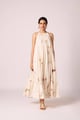Naiara Zodiac Print Cotton Maxi Dress Beige color