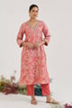 Blush Dori Jacquard Kurta with Narrow Pants Pink color