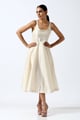 Iris - Fluted Midi Dress White color