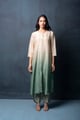 Beige/Olive Green Habutai Silk Kurta Set Beige/Olive Green color