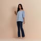 Blue off Shoulder Top Blue color