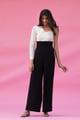 Black and White One Shoulder Jumpsuit Black/White color