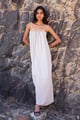Off-Shoulder Pearl Poplin Midi Natural color