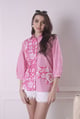 Candy Pink Stripe & Floral Print Shirt Pink color