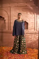 Kiri Embroidered Kaftan with Banarasi Lotus Flared Pant Blue color