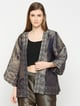 Navy Brocade Horse & Chains Pattern Metallic Jacket Blue color