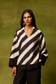 Vienna Stripe Kaftan Top Black/White color