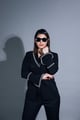Black Crystal-Trim Blazer and Flared Trouser Co-ord Set - Darling Girl - Image 1