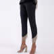 High-Waist Trousers with Rhinestone Chain Detail Black color
