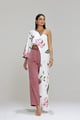 Agnes One Shoulder Top with Pants White color