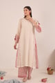 Ivory Kurta Set with Red Checks and Embroidered Neck - SHIVANI BHARGAVA - Image 1