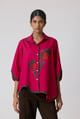 Liam Applique Shirt Magenta Rose color