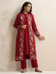 Red Kashmiri Woollen Jacket 3pc Set Red color