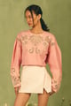 Flamingo Cutwork Embroidered Blouse Pink color