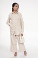 Pale Oak Embroidered Linen Co-Ord Set Off White color