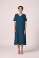 Vega Blue Silk Midi Dress Blue color