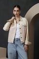 Harper Biker Jacket Cream color