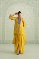 Tamana Chanderi Satin Embroidered Matching Set Yellow color
