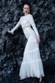 White on White Embroidered Flared Tulle Skirt White color