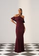 Elysia Rhinestone Gown Burgundy color