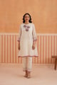 Off-White Mul Chanderi Embroidered Pintuck Kurta Set - Omi Clothing - Image 1