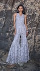 Embroidered Lace Flare Pant Silver Grey color