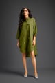 Oversized Shirt Dress with Butterfly Motifs Green color