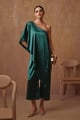 One Shoulder Jumpsuit Emerald Green color