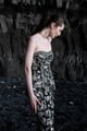 Metallic Embroidered Wide Legged Pant Black/Silver color