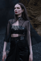 Mirrorwork Organza Cape Black color