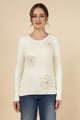 Flower Applique Sweater White color