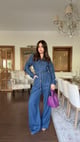 Overall Wide W/ Belt Dark Blue color
