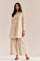 Image of Beige And White Abstract Co-Ord Set