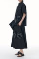 Textured Flower Skirt Coord Set Black color
