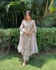 Hazel Beige Chanderi Suit Set Beige color