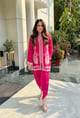 Hot Pink Paisley Embroidered Dhoti Set Hot Pink color