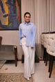 Blue Striped Button-Down Shirt with Lace Detail - SALSA JEANS - Image 1