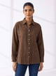Chocolate Brown Embroidered Shirt with Front Buttons