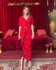 Red Satin Card Dress Red color